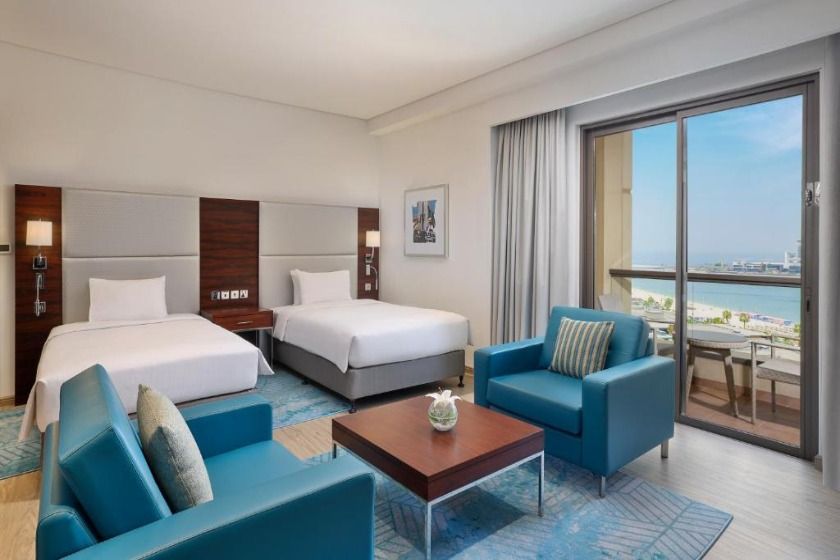 Hilton Dubai The Walk - Deluxe Twin Room with Sea View and Balcony