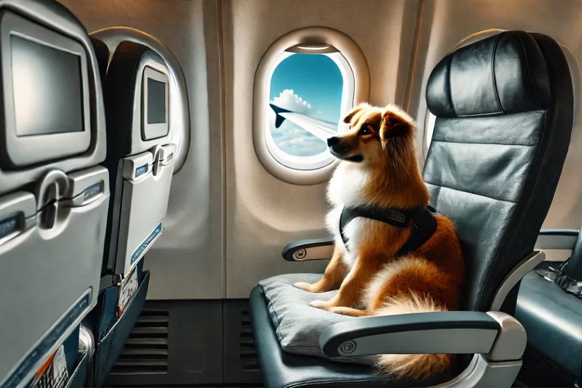 سگ در هواپیما. منبع عکس وبسایت savvydogmom.com. عکاس نامشخص