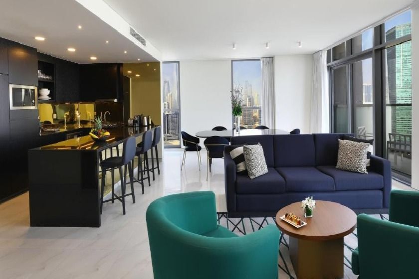 Millennium Atria Business Bay Dubai - Premium Three-Bedroom Apartment - Burj Khalifa Partial View