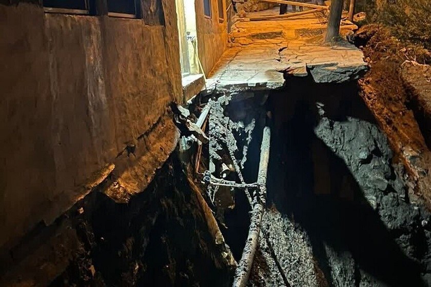 رانش زمین در یکی از معابر فرعی ماسوله