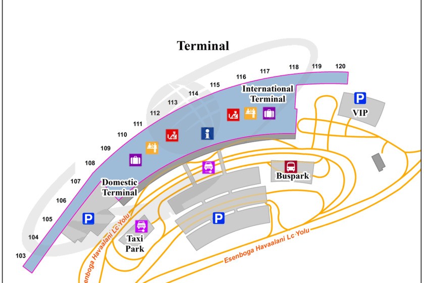 نقشه ترمینال فرودگاه آنکارا