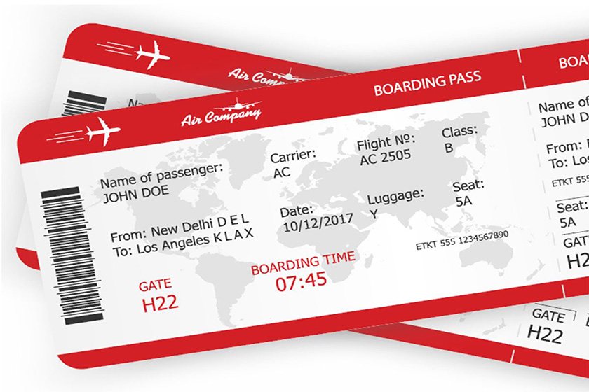 بلیط هواپیما. منبع عکس: وبسایت ahmedabadmirror.com. عکاس: نامشخص