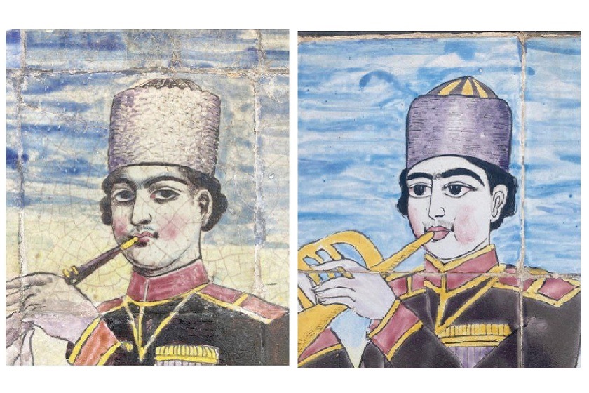 مرمت غیر اصولی آثار کاخ گلستان. منبع عکس فرهیختگان. عکاس نامشخص
