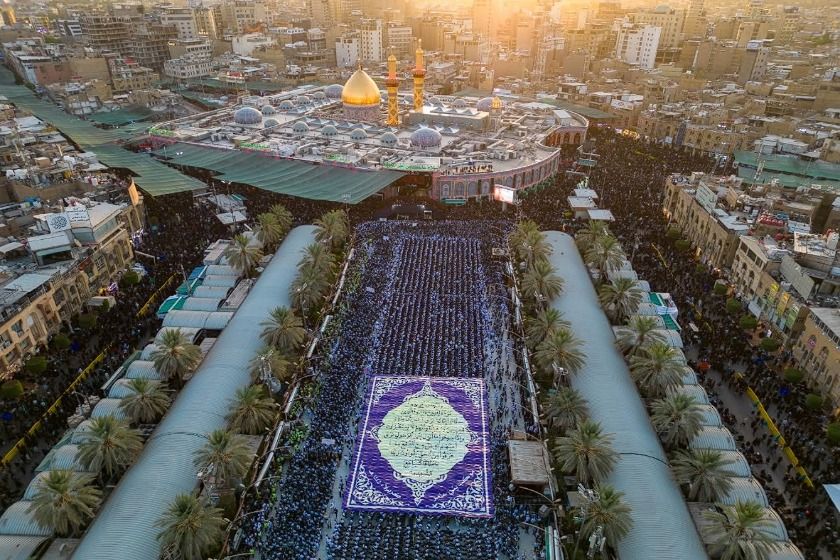 عکس هوایی از حرم امام حسین در روز. منبع عکس: گوگل مپ. عکاس: نامشخص