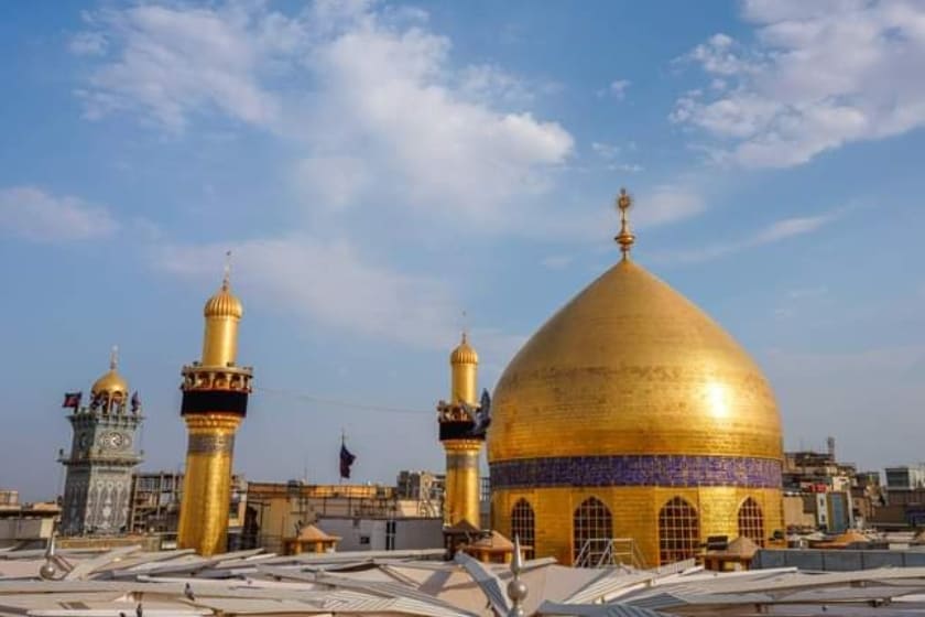 گنبد و گلدسته های طلایی حرم امام علی. منبع عکس: گوگل مپ. عکاس: Saeed Ali