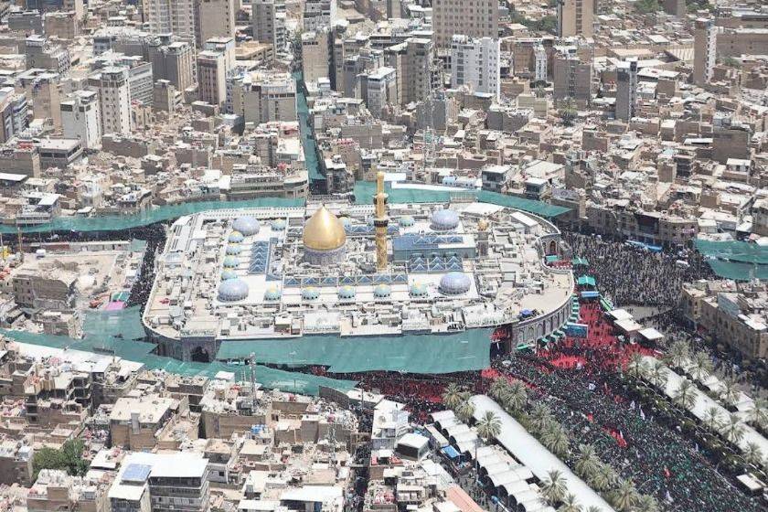 حرم امام حسین و خیابان های اطراف در روز. منبع عکس: گوگل مپ. عکاس: نامشخص